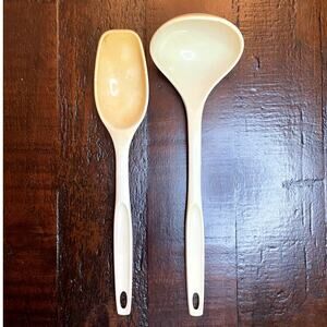 Set of 2 Vintage Foley Nylon Ivory Serving Spoon & Ladle Heat Resistant Utensils